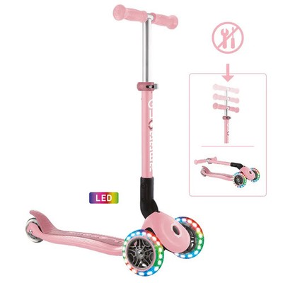 GLOBBER JUNIOR FOLDABLE LIGHTS pastellrosa, mit Leuchtrollen