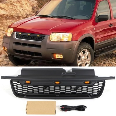 Black Front Grille Fits For  2001-2004 FORD Escape/ Kuga Upper Grill W/LED