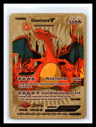 💥  Pokemon Gold Foil Art Card CHARIZARD V 508HP Wild Flames SMP 26-43