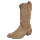 Distressed Look Ladies Zip Up Cowboy Boots Ital Design 6644 in Tan