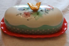 Pioneer Woman Butter Dish Butterfly 6.4 Inches Original Sticker 