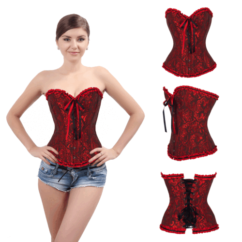 Women Steampunk Gothic Waist Corset Overbust Lace Up Bustier Tops Trainer Shaper - Picture 3 of 14