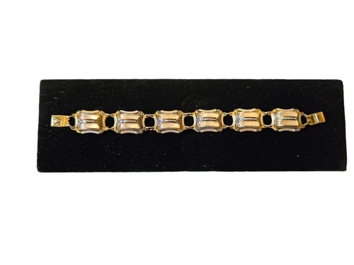 1950s Fantastic antique damascene and moonglow stones bracelet - Gorgeous...
