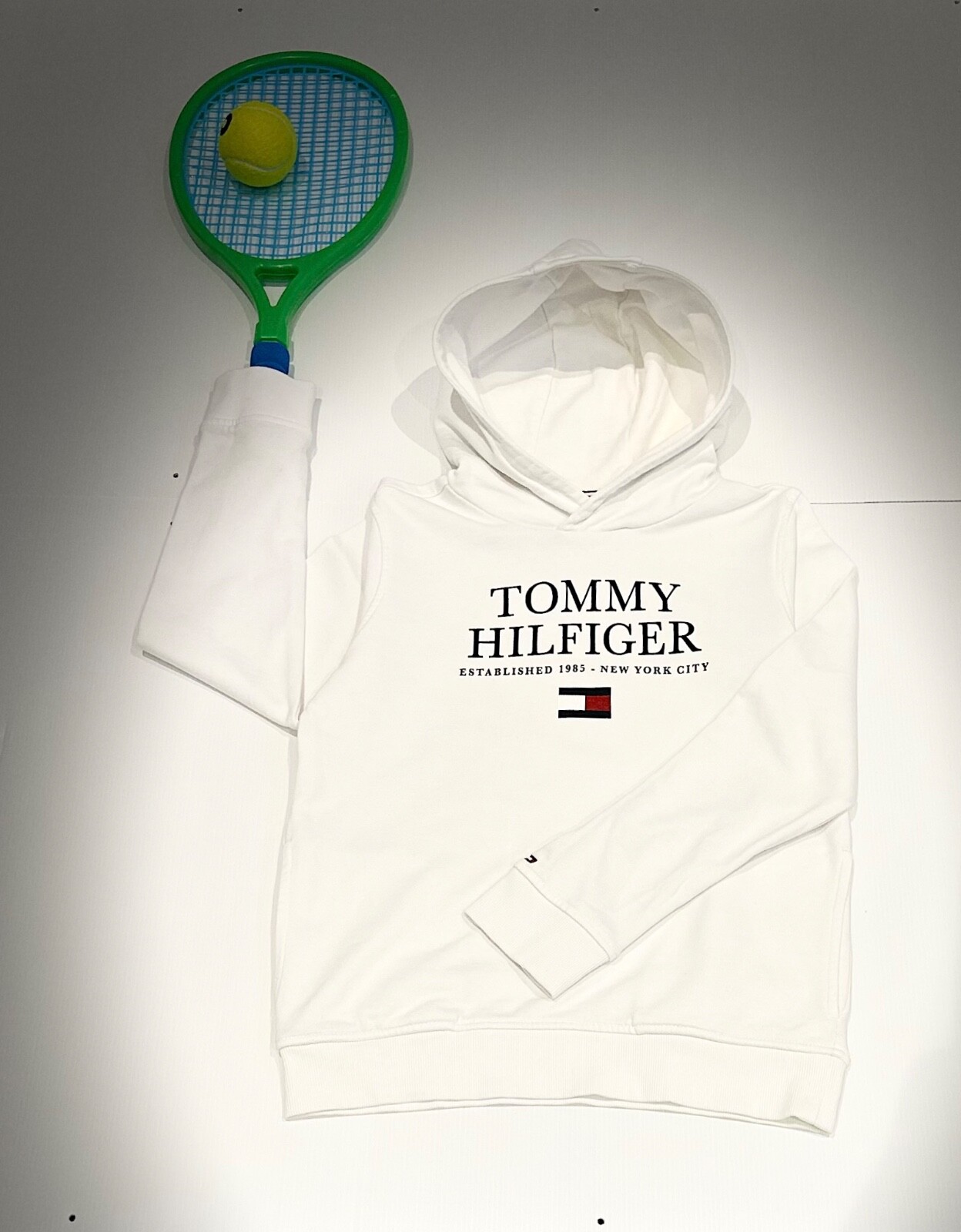 Tommy Hilfiger Boys' White Logo Embroidery Hoodie 10-11 Years image 2