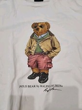 Ralph Lauren Polo Bear T-Shirt Classic Fit White Size L 100 Cotton Sunglasses