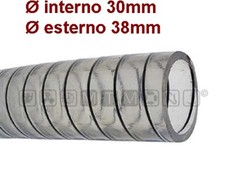 TUBO SPIRALATO Ø30 PVC TRASPARENTE CON ANIMA IN ACCIAIO ATOSSICO NAUTICA CAMPER