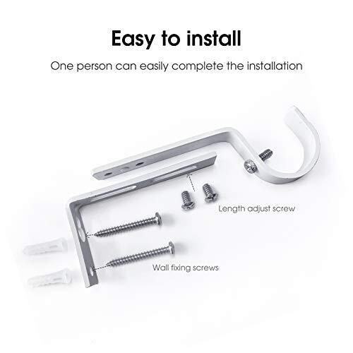 Curtain Rod Holders Heavy Duty Adjustable Rod Brackets for 7/8 or 1 Inch White - Bild 5 von 6