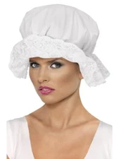 GRANNY MOB MOP COLONIAL PILGRIM RAG DOLL BETSY ROSS COSTUME BONNET CAP HAT WHITE