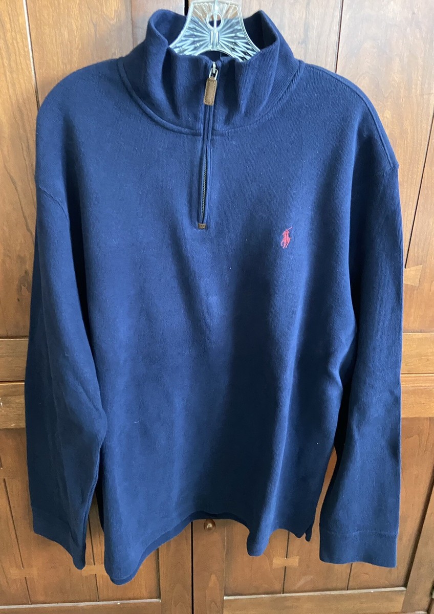 Polo Ralph Lauren Cotton Quarter-zip Sweater Mens Size XXL Navy