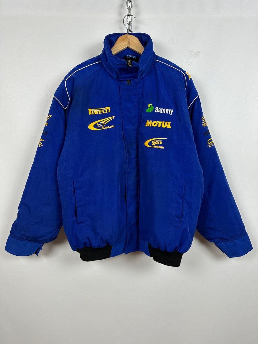 Men's Vintage Subaru World Rally Team Racing Satin Bomber Jacket