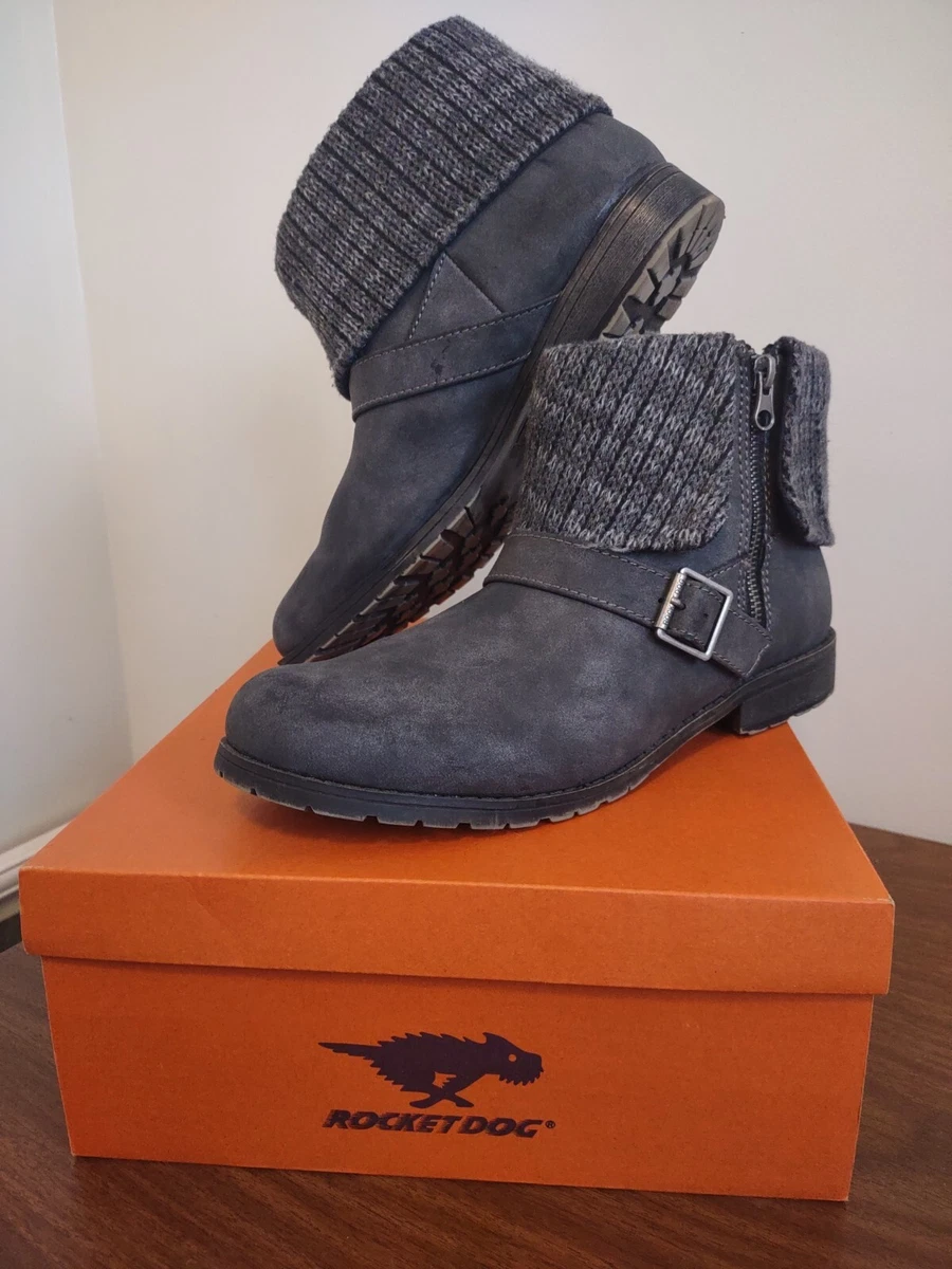 Rocket Dog Bentley Suspect PU Ankle Boot Charcoal Gray Women s