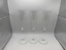 Set of 3 Baccarat Crystal DOM PERIGNON Champagne Flutes Glasses
