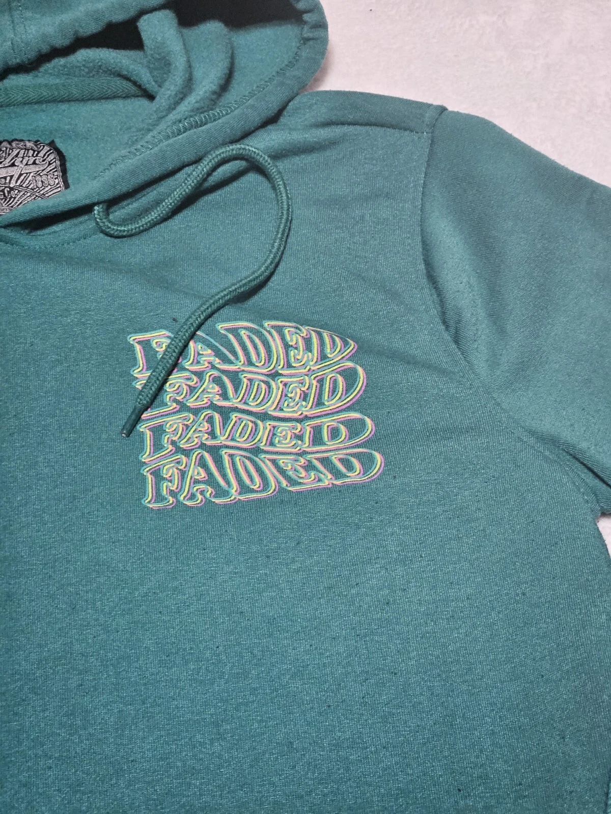 VETEMENTS Brooklyn maglione uomo Med Kinetic Research felpa con cappuccio sbiadita tasche canguro verde