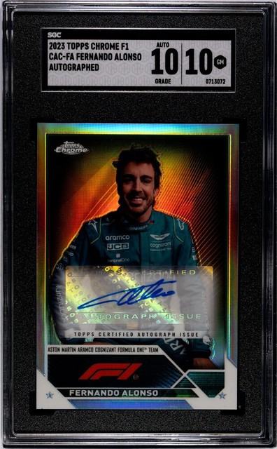 2023 Fernando Alonso Topps Chrome F1 Refractor Auto SGC 10 GEM MINT POP 1