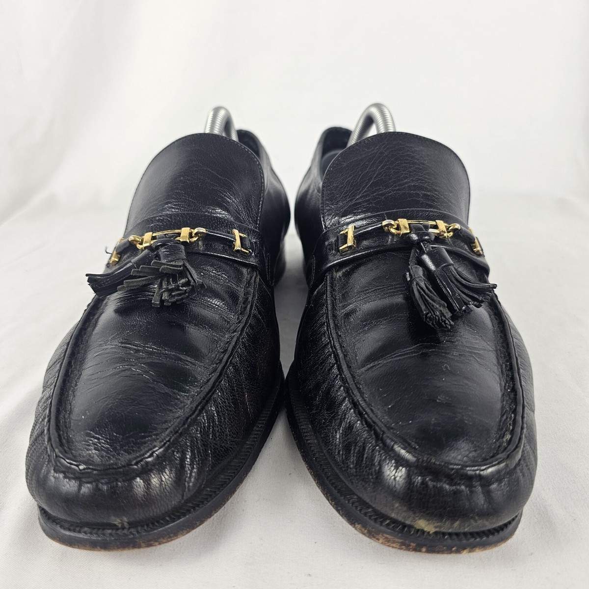 Florsheim Imperial Mens Black Leather Slip-On Tassel Gold Bit Loafers Size 9 D Vintage Florsheim Imperial Men main image 4