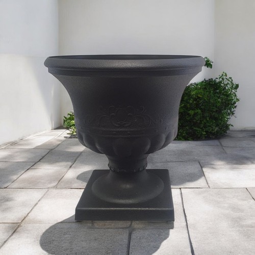 Large Round Plastic Garden Urn Planter for Outdoor Plants Tall Decorative Stand - Foto 10 di 11