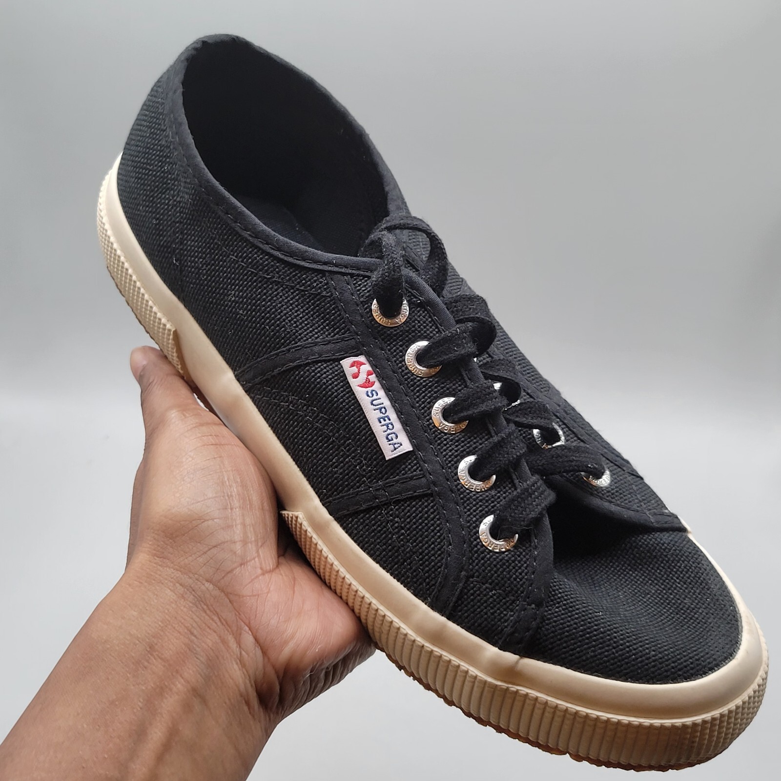 Superga Women 7.5 Cotu Classic Black Canvas Low Shoes Sneakers S000010