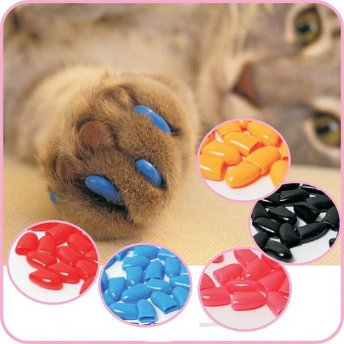 Soft Colorful Rubber Cat Nail Caps Anti Scratch Pet Claw Paws Nail Protector. - 第 1/19 張圖片
