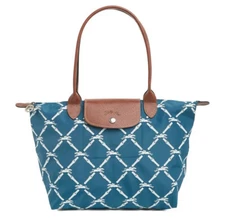 NWT Longchamp Le Pliage Chevaux Ailes Shoulder Tote Peacock Blue Made in FRANCE!
