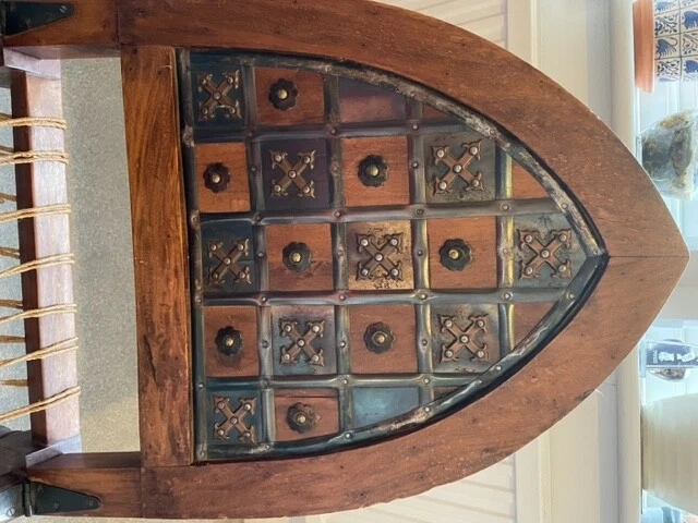 Rarely Found Unique hand Carved Arabic Style Wooden Low Folding Chairs. 2 + 1 - Image 3 of 4