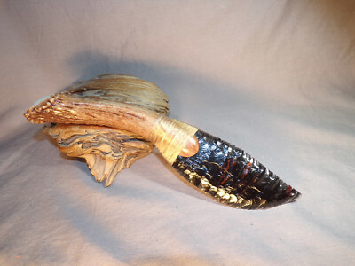 Midnight Lace and Red Obsidian Drop Point Knife Flint Knapping Black Powder COA