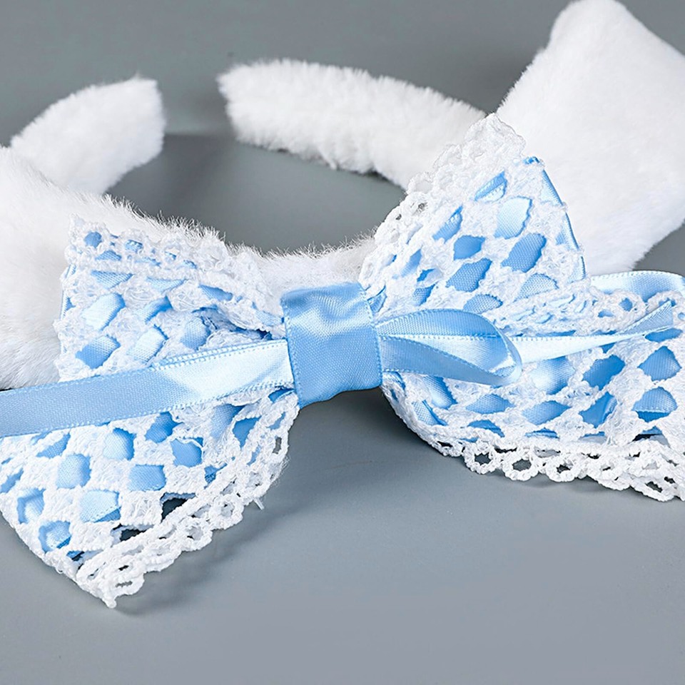 Rabbit Plush Ears Headband Rabbit Ears Bow Hair Hoop Furry Bunny Ear