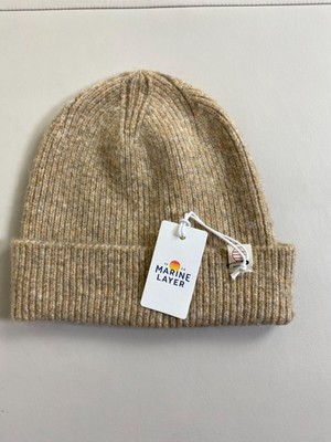 NEW Marine Layer beige Ribbed Knit Beanie Hat One Size Neutral Brown