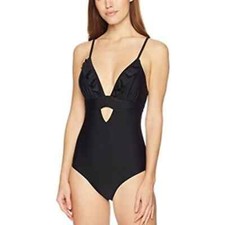 NEW WITH TAGS XL ONE PIECE SWIMSUIT IN BLACK cutout Flattering Full Coverage