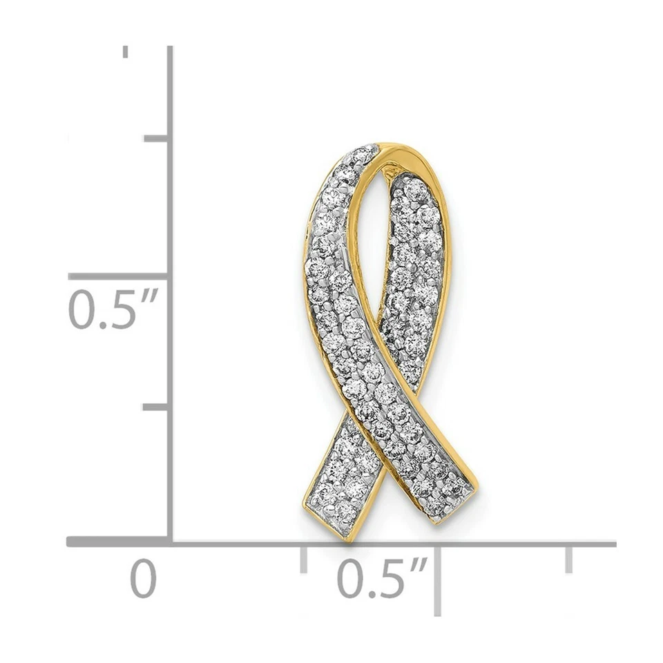 Colgante de oro amarillo de 14 quilates con diamantes para concienciar sobre el cáncer de mama Foto 3 de 3