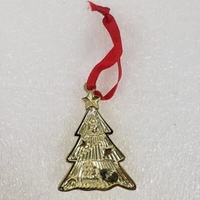 Regent Square Brass Plated Metal Christmas Tree Ornament Textured 