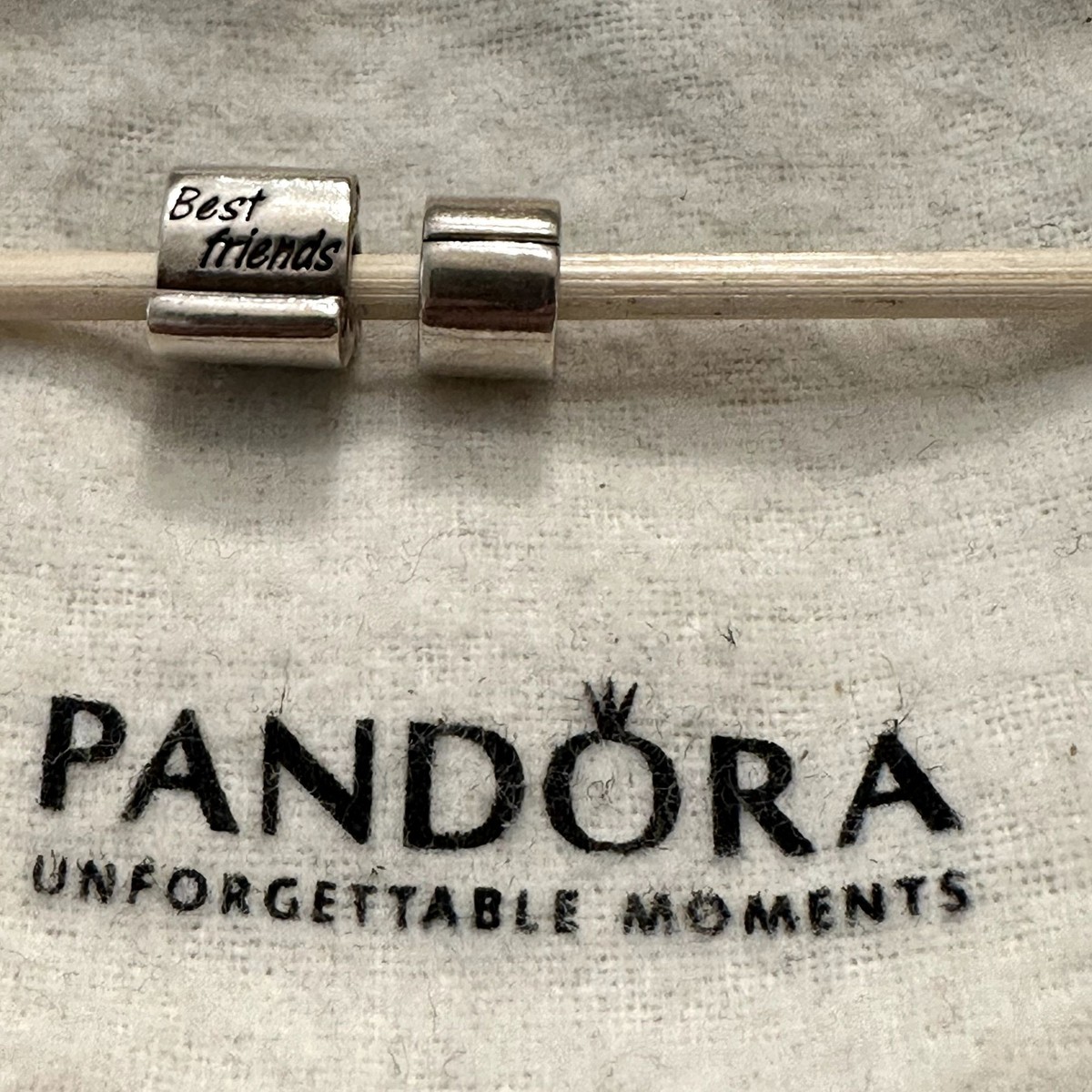 2) Authentic Pandora Sterling Silver Best Friend Charm Bead Clip