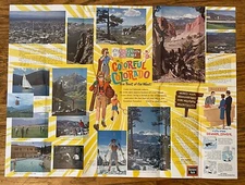 Vintage 1960s Colorado Burlington Train Travel Retro Colorful Brochure Map ++