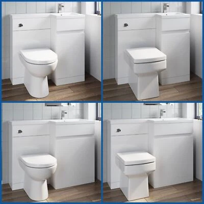 AURORA Bathroom Vanity Unit Basin Sink Toilet Combined Furniture Left/Right Hand White