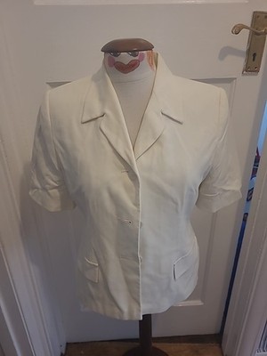 Ladies Marks And Spencer Size 12 Cream Padded Lightweight Blazer