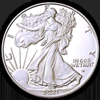 2021  AMERICAN SILVER EAGLE  1  OZ. FINE SILVER BULLION COIN 999 TYPE 2 / BU-UNC