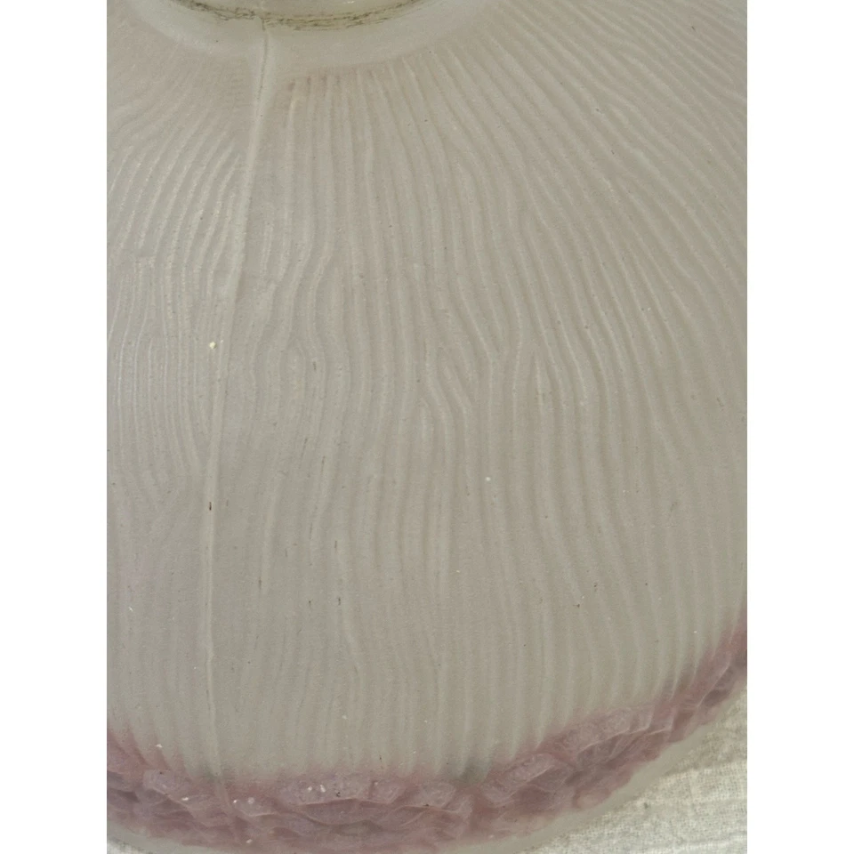 Round Ribbed Antique Floral Painted Embossed Frosted Glass 6.25" Shade - Image 4 of 4