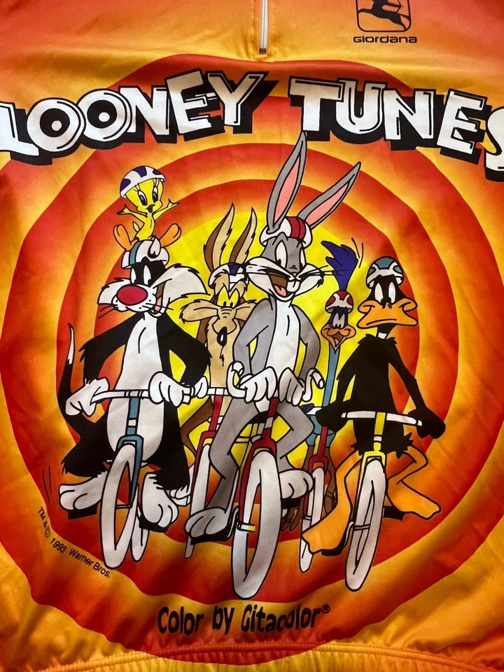 Camiseta deportiva de ciclismo Giordana Looney Tunes 1993 vintage Italia años 90 Bugs Bunny grande Foto 2 de 4