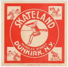 1930's-50's Skateland Dunkirk, NY Skating Label #KD