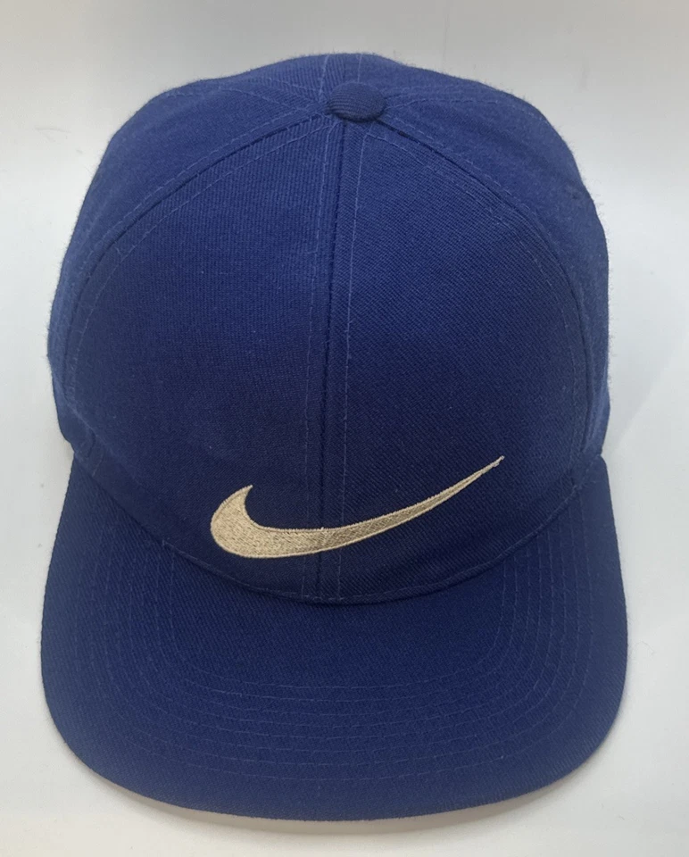 De colección Años 90 Nike Equipo Deportes Único Swoosh Snapback Azul Coleccionable Foto 3 de 4