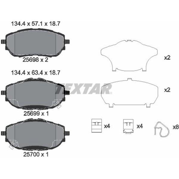 Textar 2569801 Bremsbelagsatz FüR Toyota Auris Corolla Van E18 ZRE1 E15-image