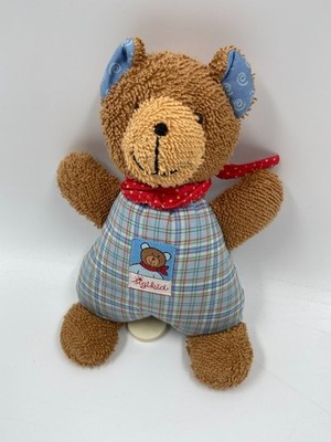 Sigikid Bär Spieluhr blau kariert Halsband Frottee Kinder vintage ca. 25 cm