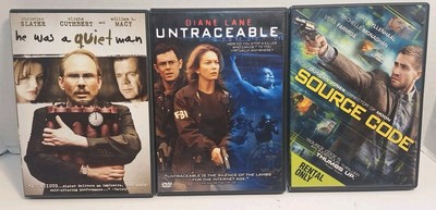 3 Movie DVD Lot He Was a Quiet Man, Untraceable, Source Code Very Good 