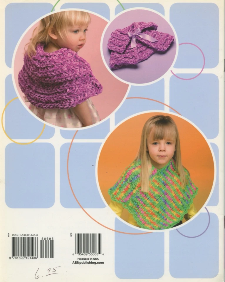American School of Needlework Crochet Pattern Book 1395 6 Kids Crocheted Ponchos - Image 2 of 2