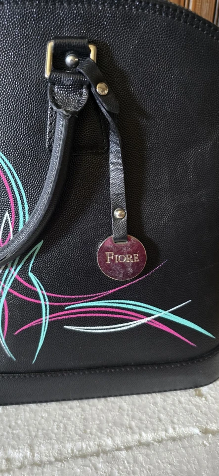 Bolso de mano Rockabilly de cuero italiano a rayas personalizado Annarita Fiore Foto 2 de 4