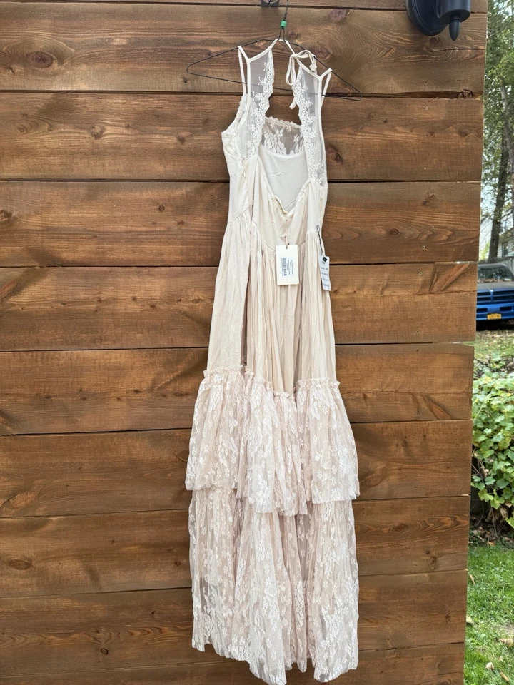 Joyfolie Catrin Mia Joy Princess Girls Lace Chiffon Long Dress Beige Size 12 - Image 2 of 4