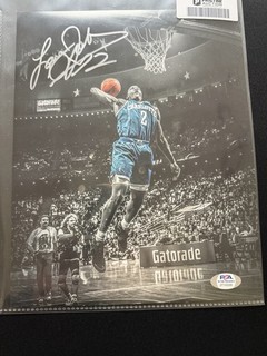 Larry Johnson Charlotte Hornets Signed 8x10 Photo PSA In The Presence