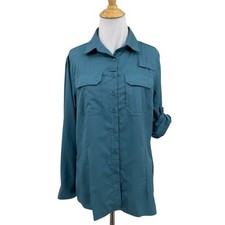 33,000ft Shirt Womens S Small Oasis Sun Protection Button Up Tab Sleeve Safari