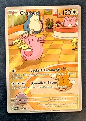 Pokemon Chansey 187/167 IR Twilight Masquerade Snorlax Psyduck