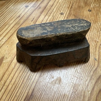 Antique Wooden Hand Carved Textile Printing Stamp Block 5  x 2 