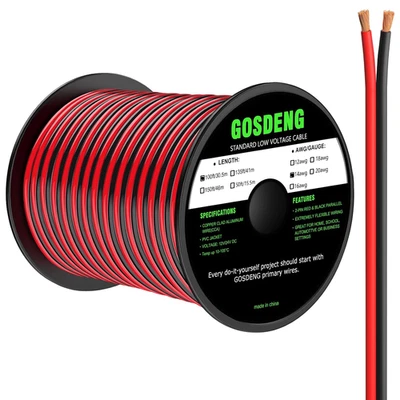 14 Gauge Wire 100FT, 2 Conductors Electrical Wire Red and Black Cable, Low Volta - Image 1 of 4